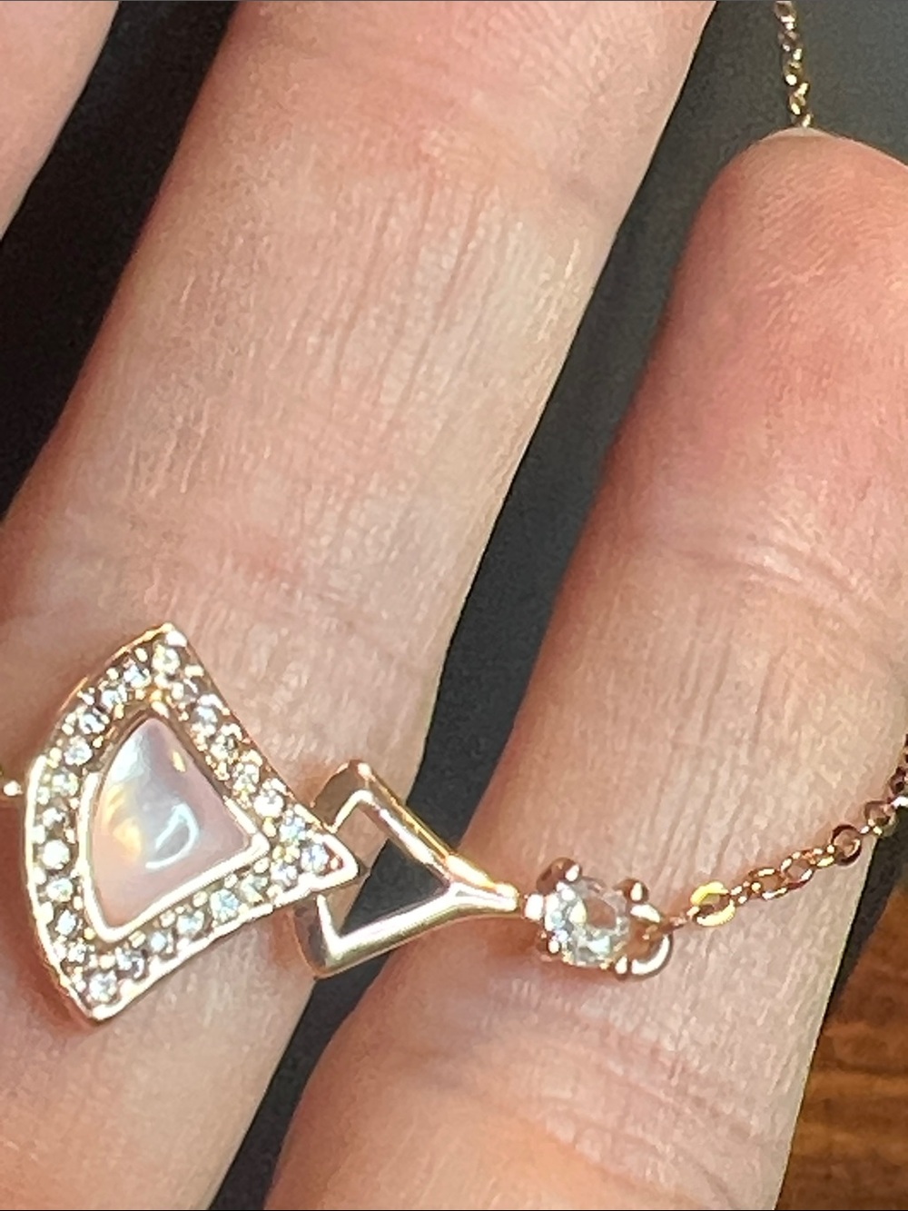 Delicate Rose Gold Pink Triangle Pendant Necklace